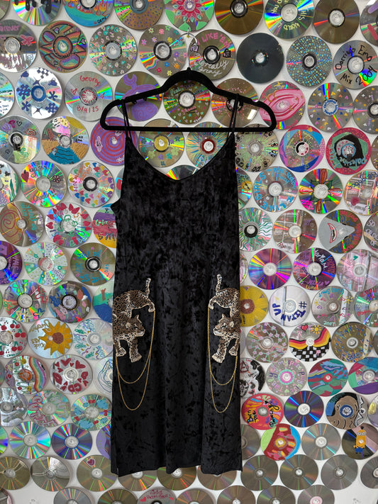 #96 - Little Black Cheetah Dress - S