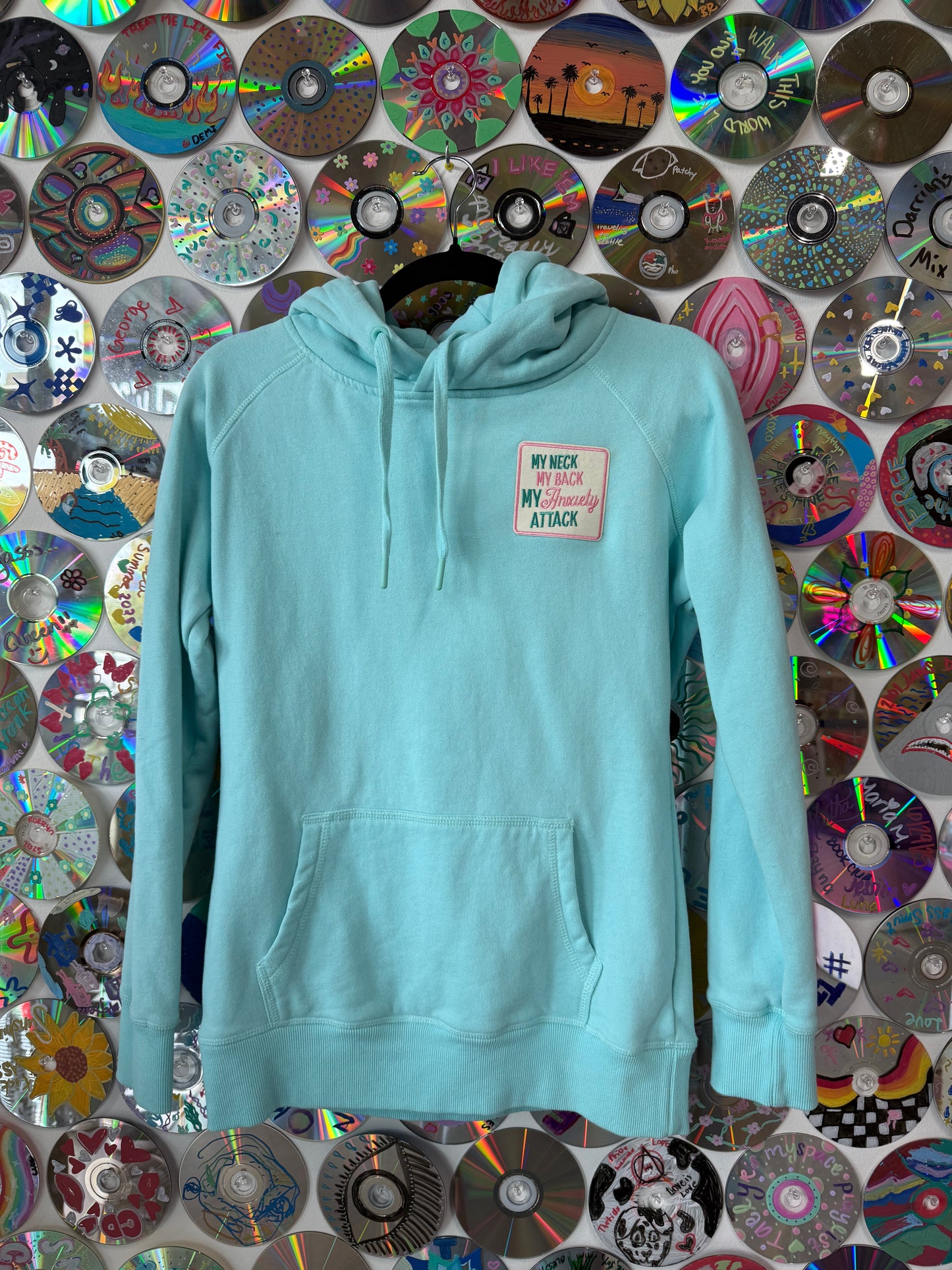 #866 - "My neck, my back, my anxiety attack" hoodie - S