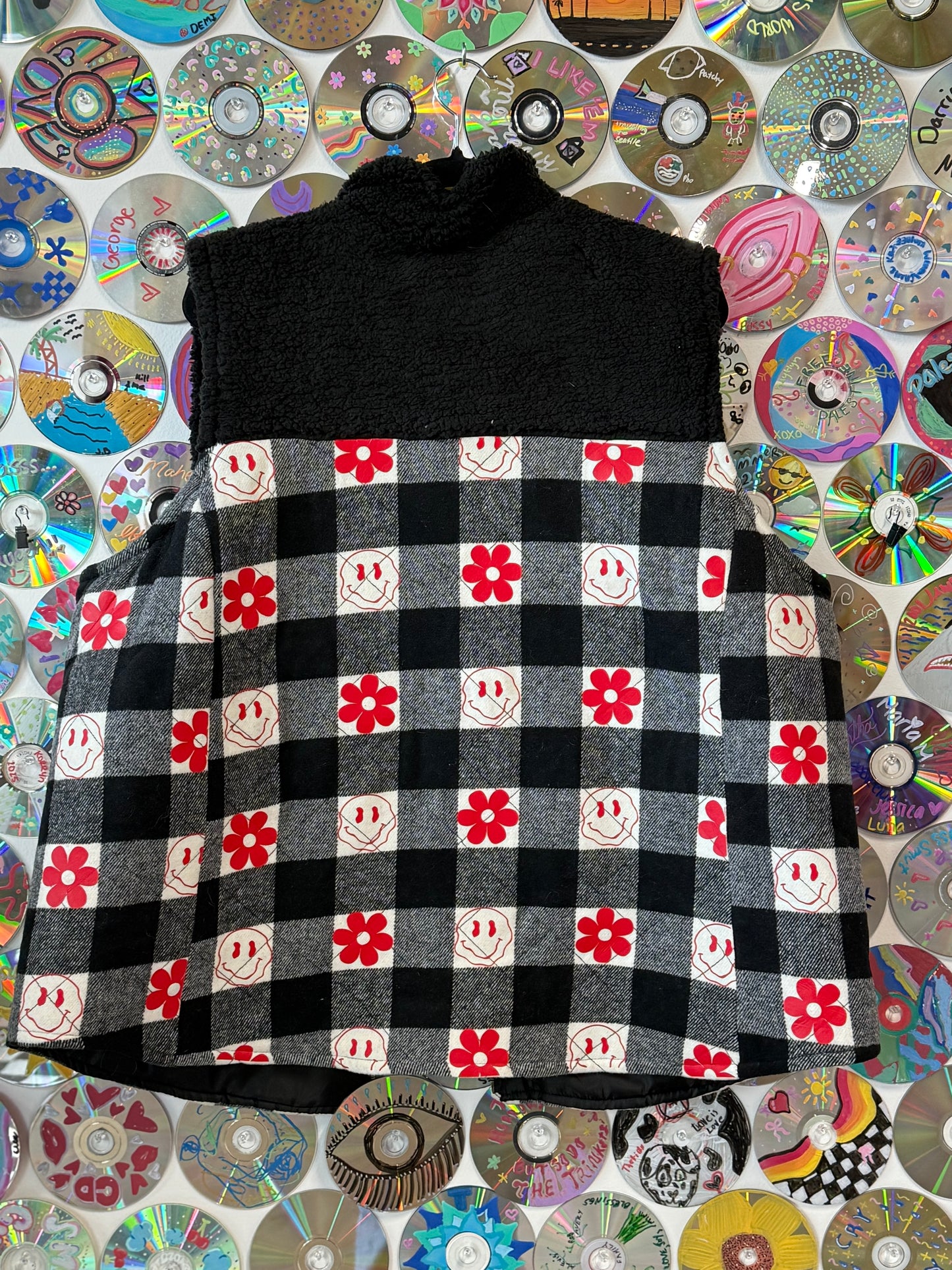 #905 - Good Vibes Buffalo Check Sherpa Vest - 2XL