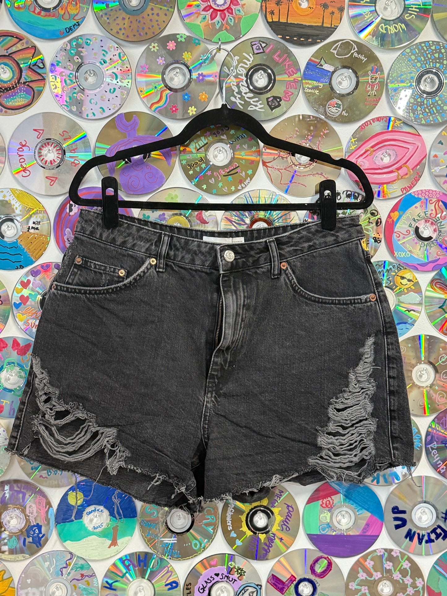 #933 - KENZIE X GlassSmut Platinum Ed Hardy Inspired Top Shop Painted Shorts - US10