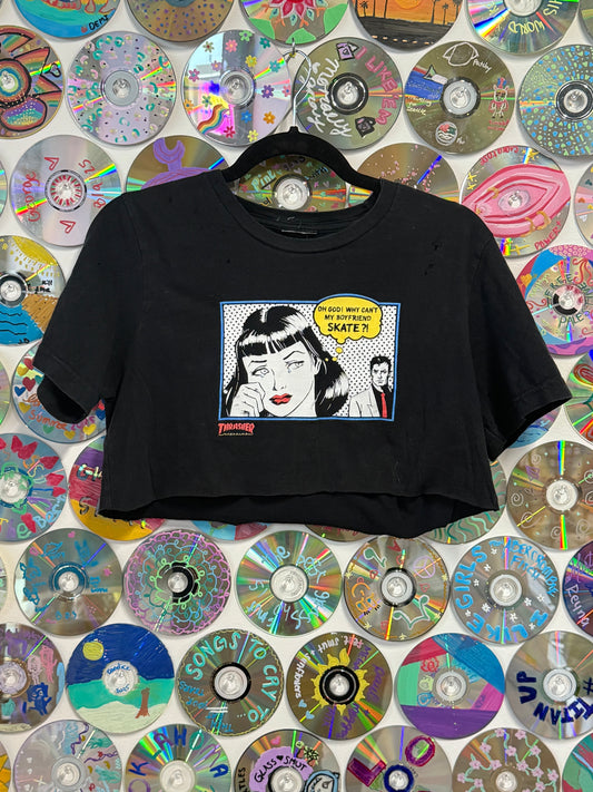 #931 - Why can't he skate? Thrasher Magazine Comic Crop T-shirt - M