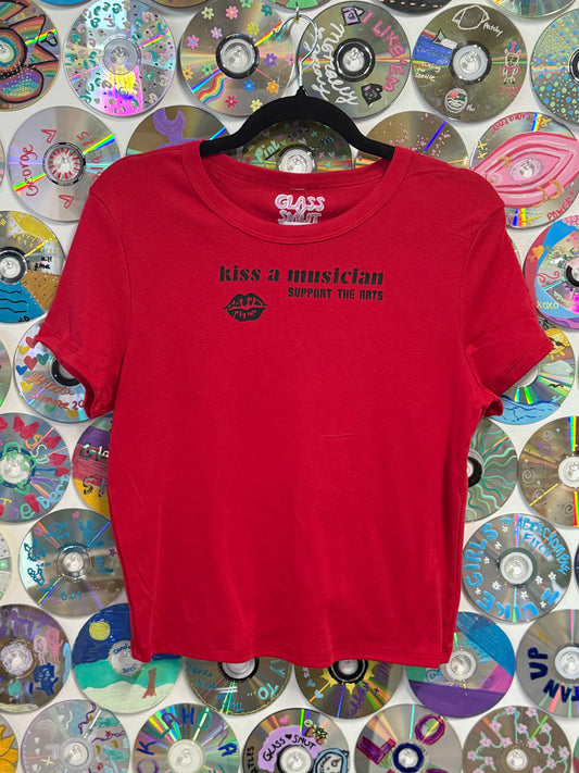 #930 - Kiss a Musician, Support the Arts Crop T-shirt - 2XL