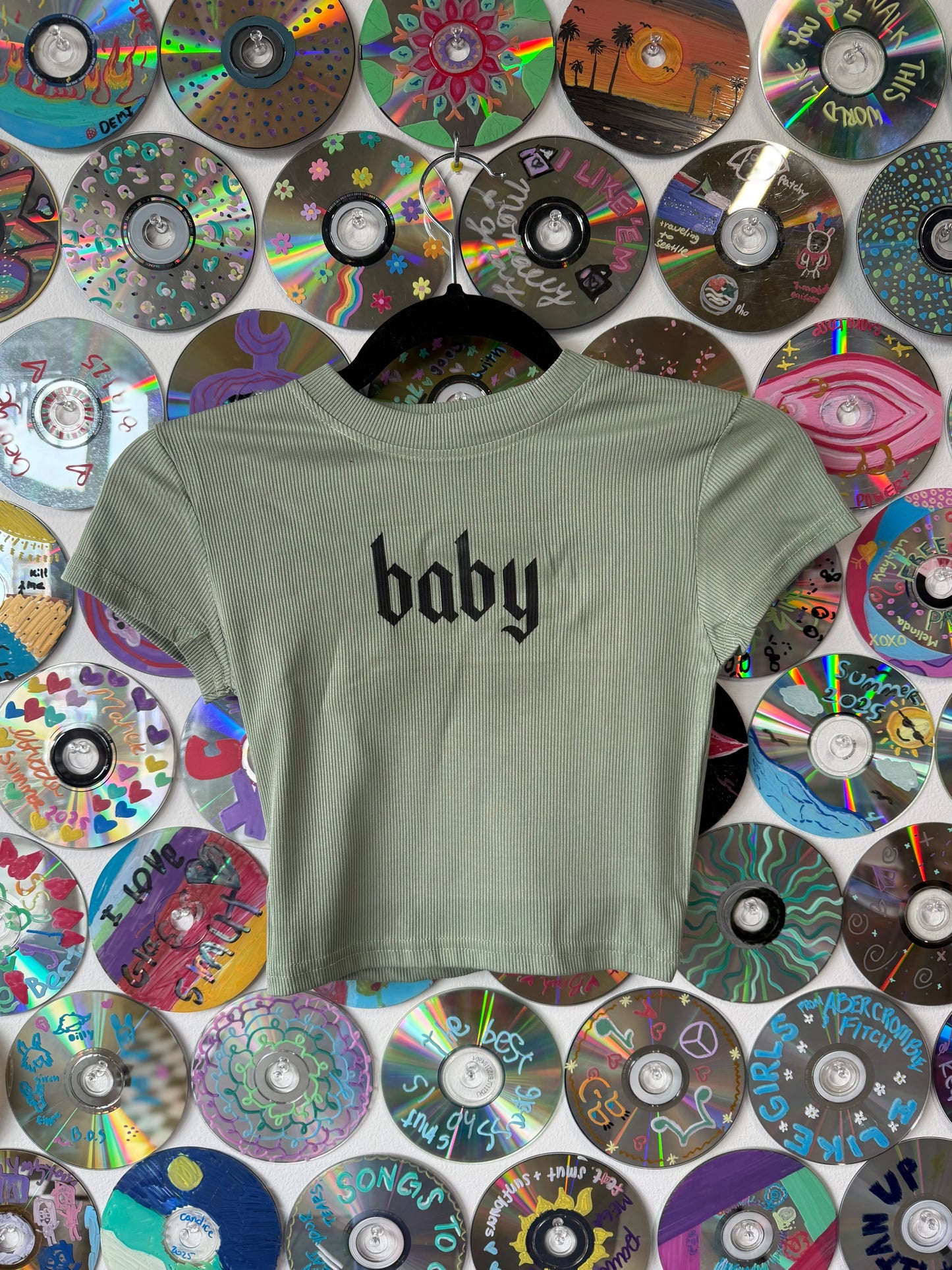 #988 - Baby Green Ribbed Baby Tee - XXS