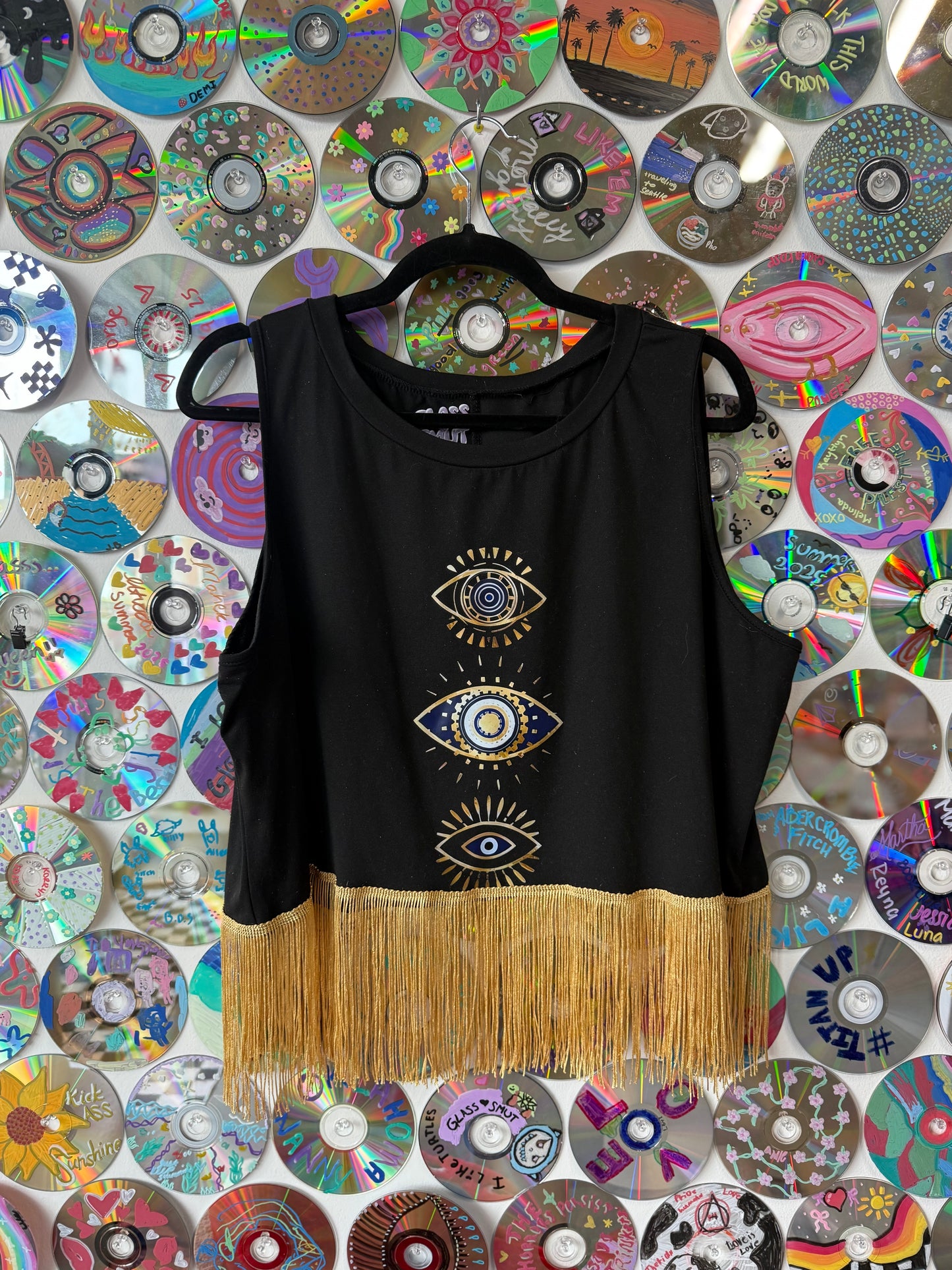 #984 - Triple Golden Eye Fringe Tanktop - 2xl