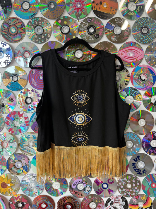 #984 - Triple Golden Eye Fringe Tanktop - 2xl