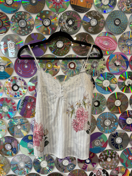 #7 - Foral Pinstripe Cami - S