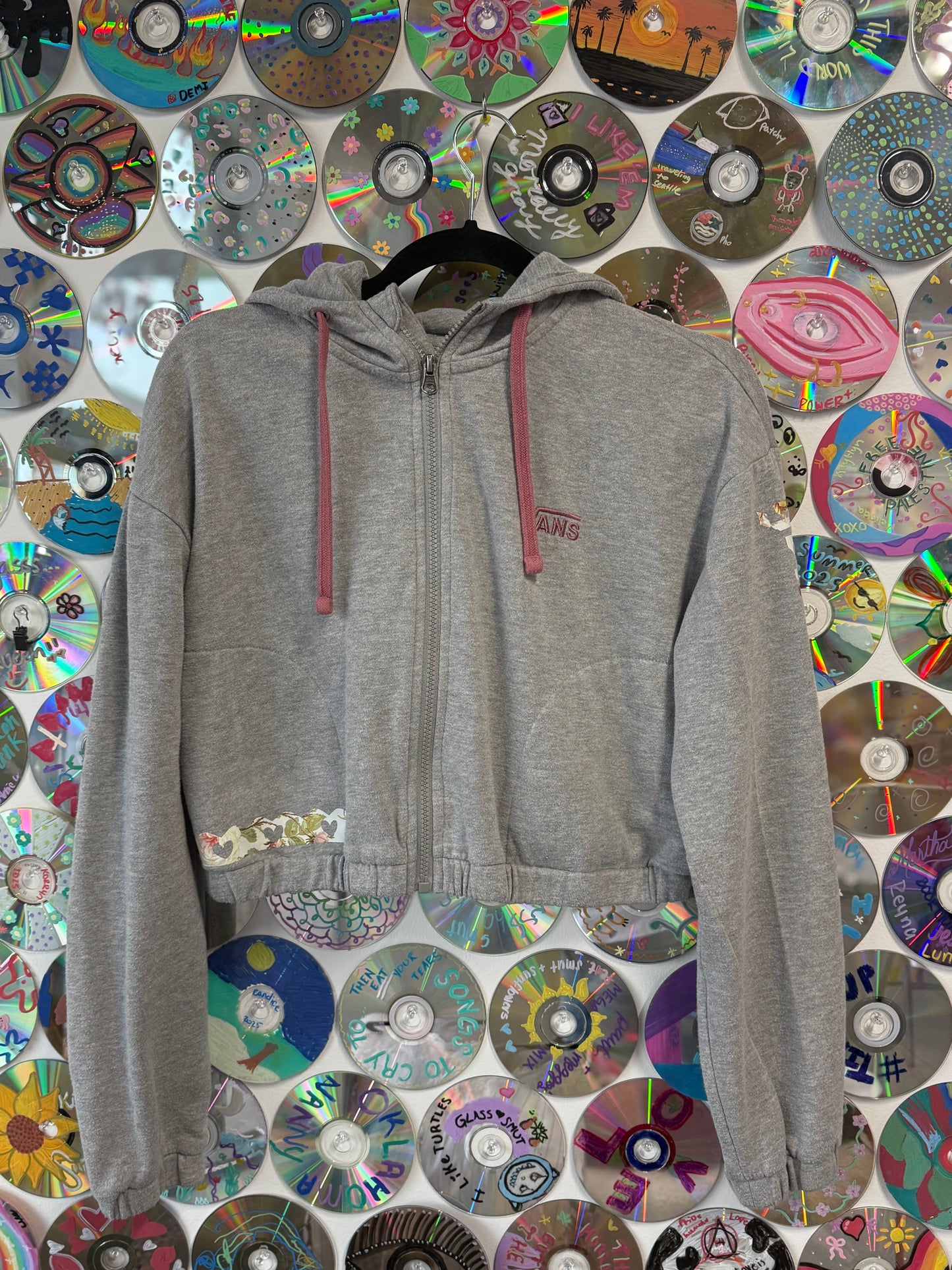 #6 - "You can do hard things" Vans Floral Cropped Zip Hoodie - S