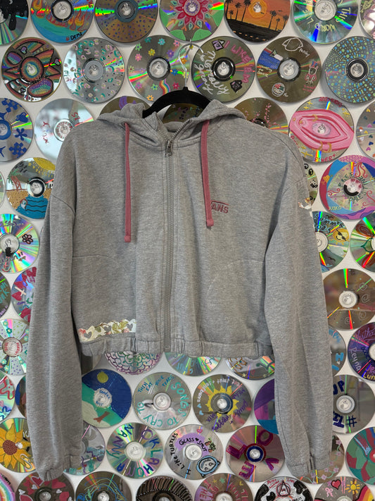 #6 - "You can do hard things" Vans Floral Cropped Zip Hoodie - S