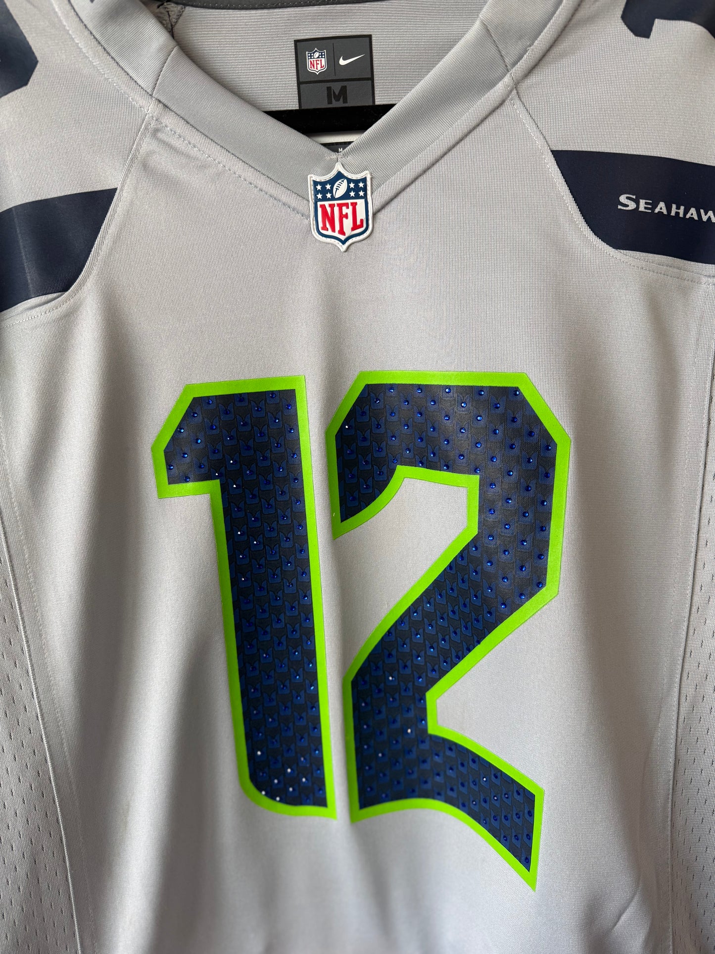 #20 - NFL Official Seattle Seahawks #12 Jersey Bedazzled - M