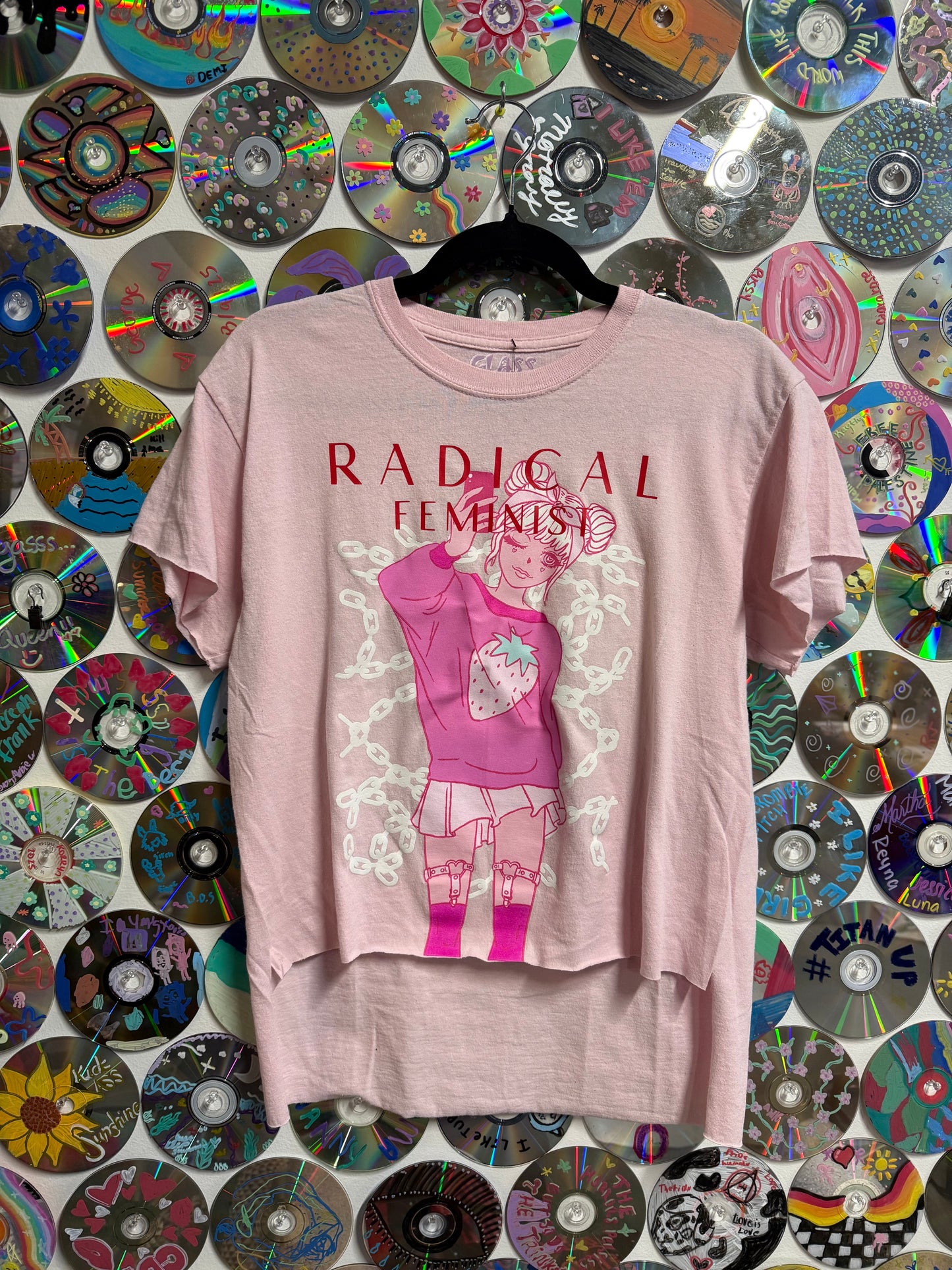 #35 - Radical Feminist Strawberry Babe Cropped Shirt - M