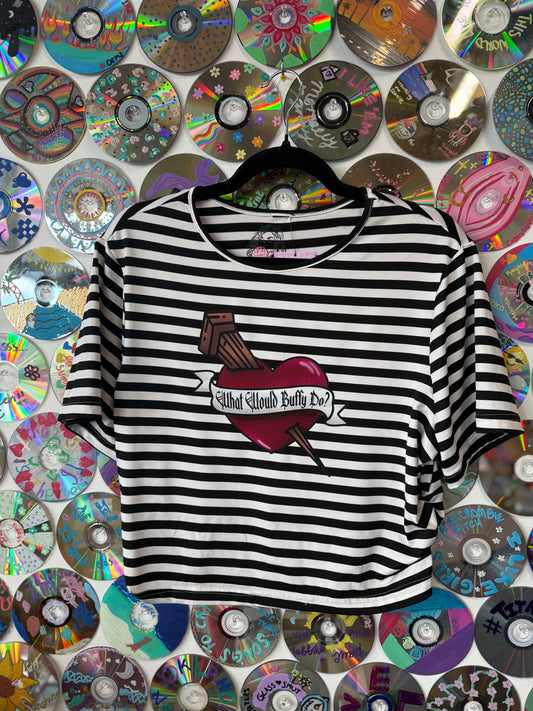 #93 - What Would Buffy Do? Striped Crop Top - 2XL