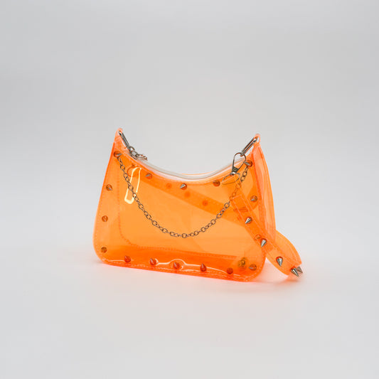 #10 - Orange Jelly Bag - Chrome Spike & L Chain