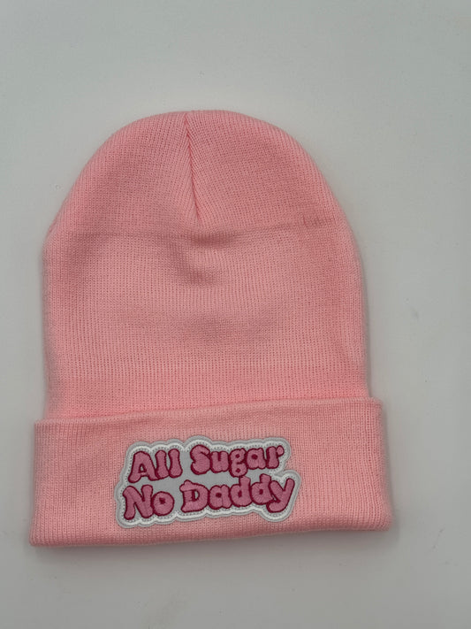 #912 - "All Sugar, No Daddy" Pink Beanie