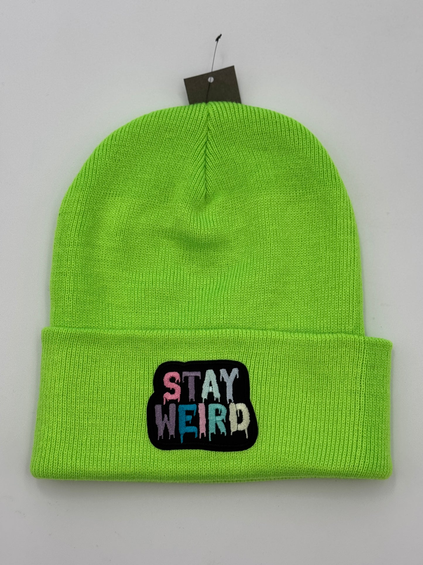 #909 - Stay Weird Green Beanie