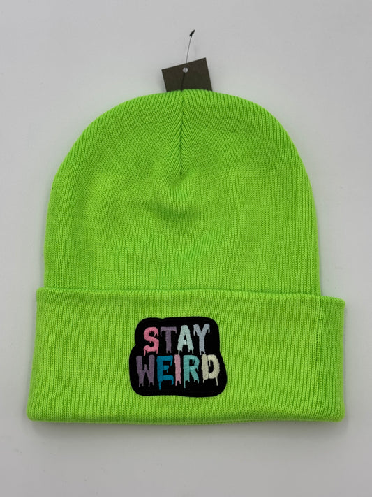 #909 - Stay Weird Green Beanie