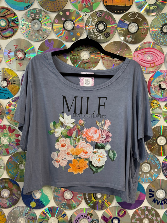 #921 - MILF Man I Love Flowers Crop Shirt - XXL