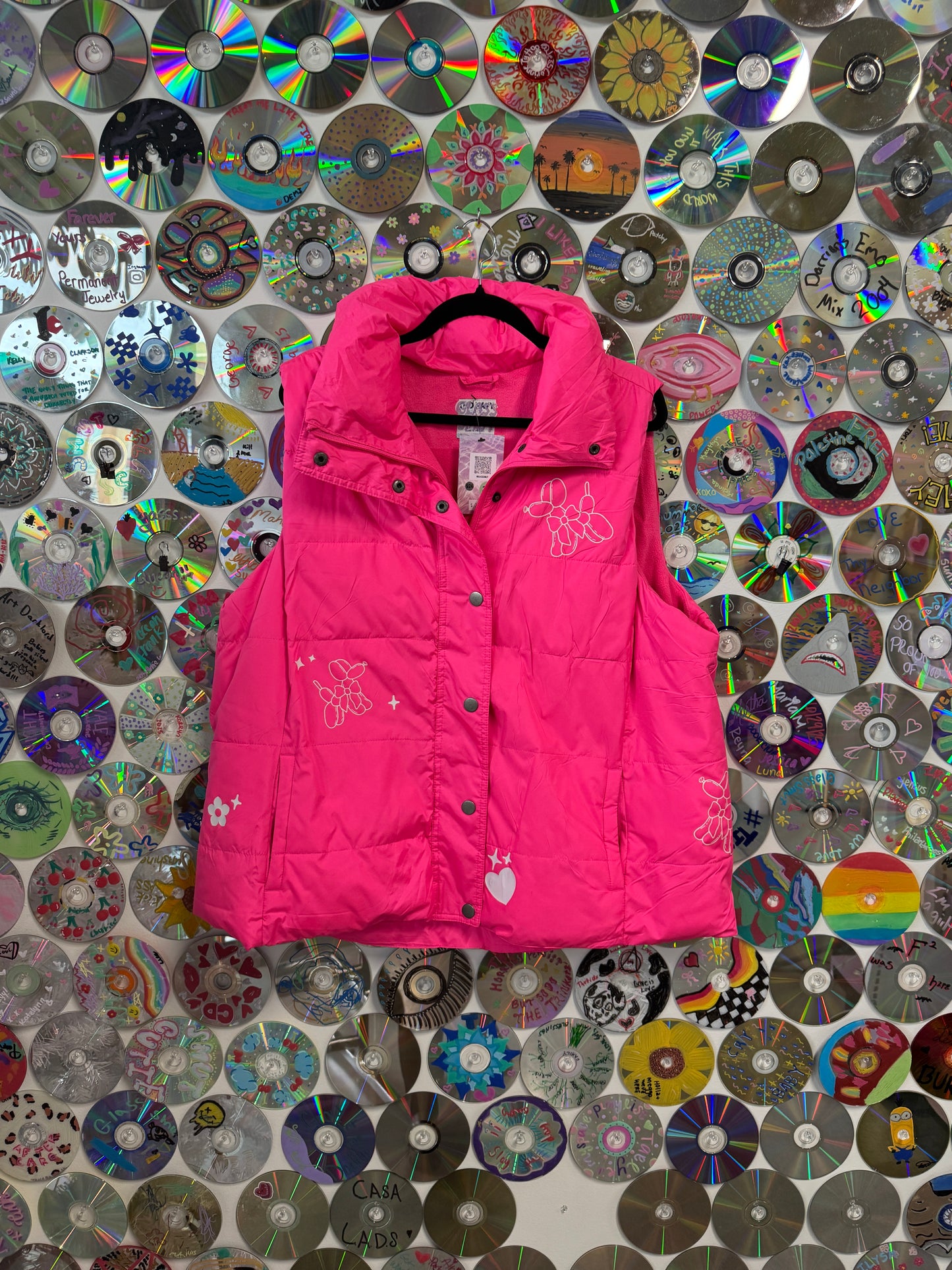 #924 - Girly Pop Dreams Pink Puffer Vest - 2XL