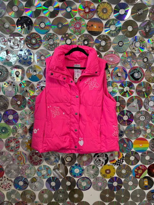 #924 - Girly Pop Dreams Pink Puffer Vest - 2XL
