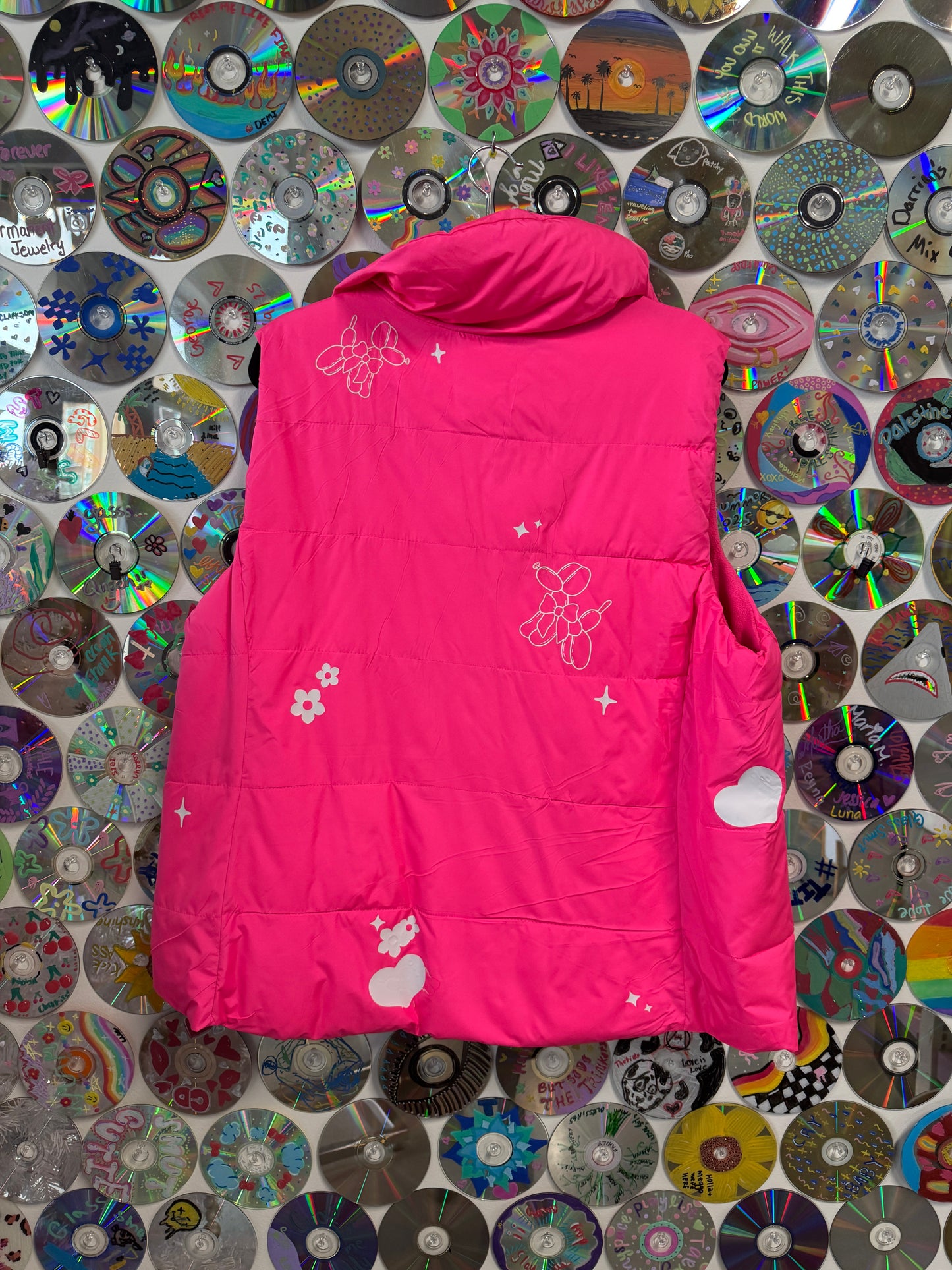 #924 - Girly Pop Dreams Pink Puffer Vest - 2XL