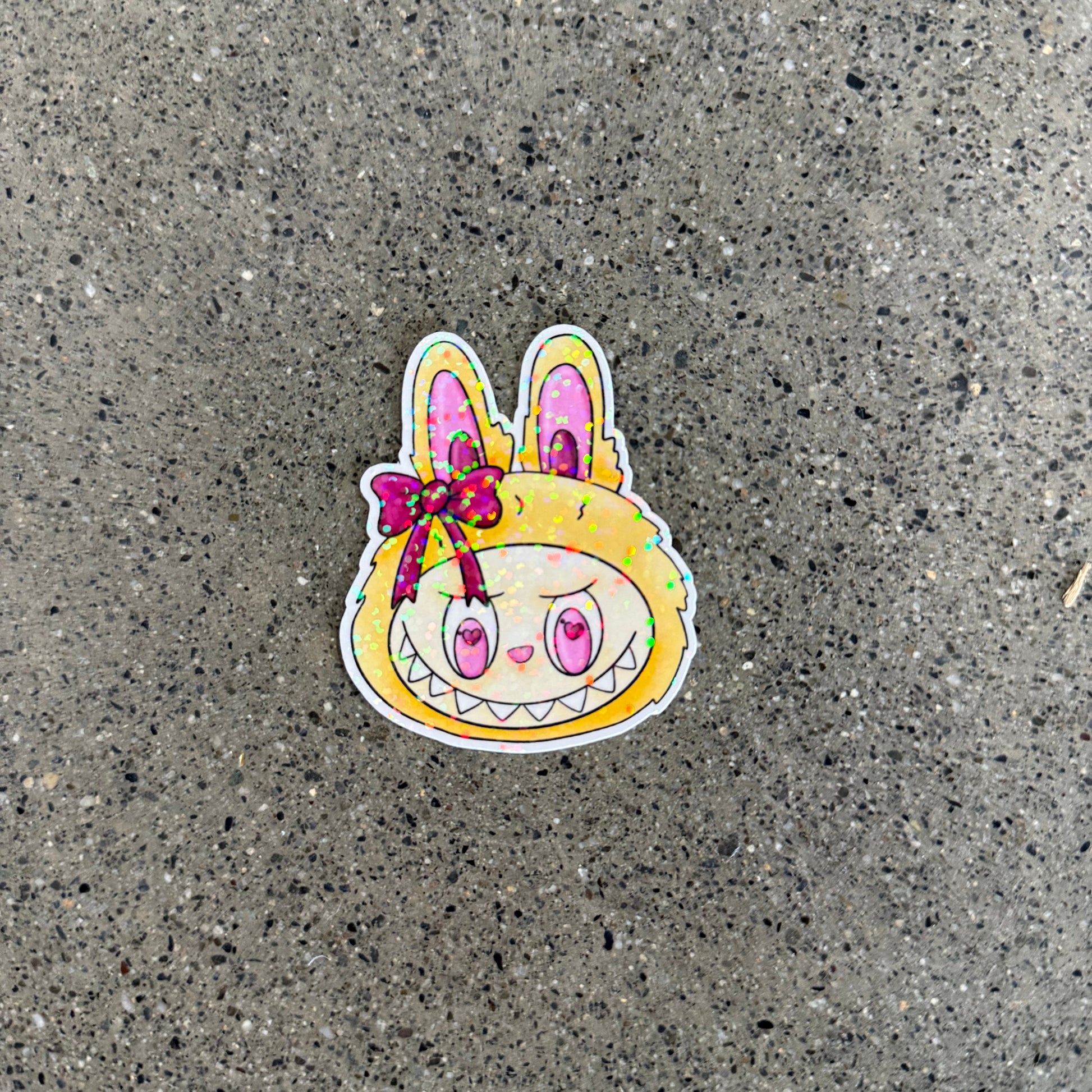 Inspired by Labubu Monster with a bow attached to the ear