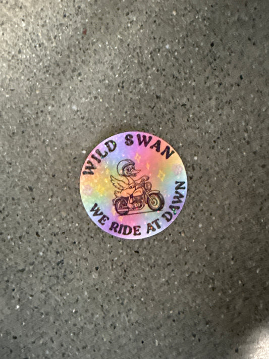 Wild Swan We Ride At Dawn Sticker - H20