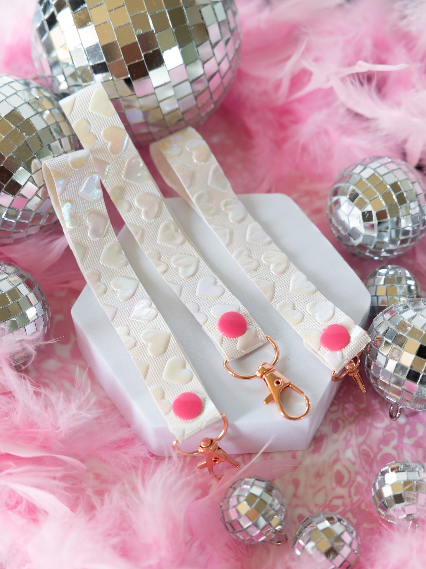 White Hearts Wristlet